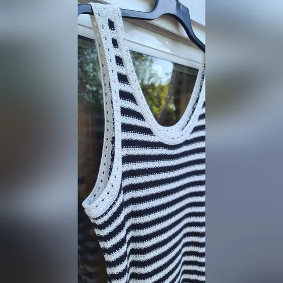 Nine West Knit Nautical Cottagecore Black & White Striped Dress - Size XXL / 2X - Picture 13 of 17